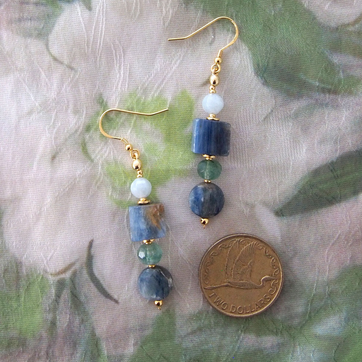 Kyanite, Aventurine, Beryl Earrings- Coastline