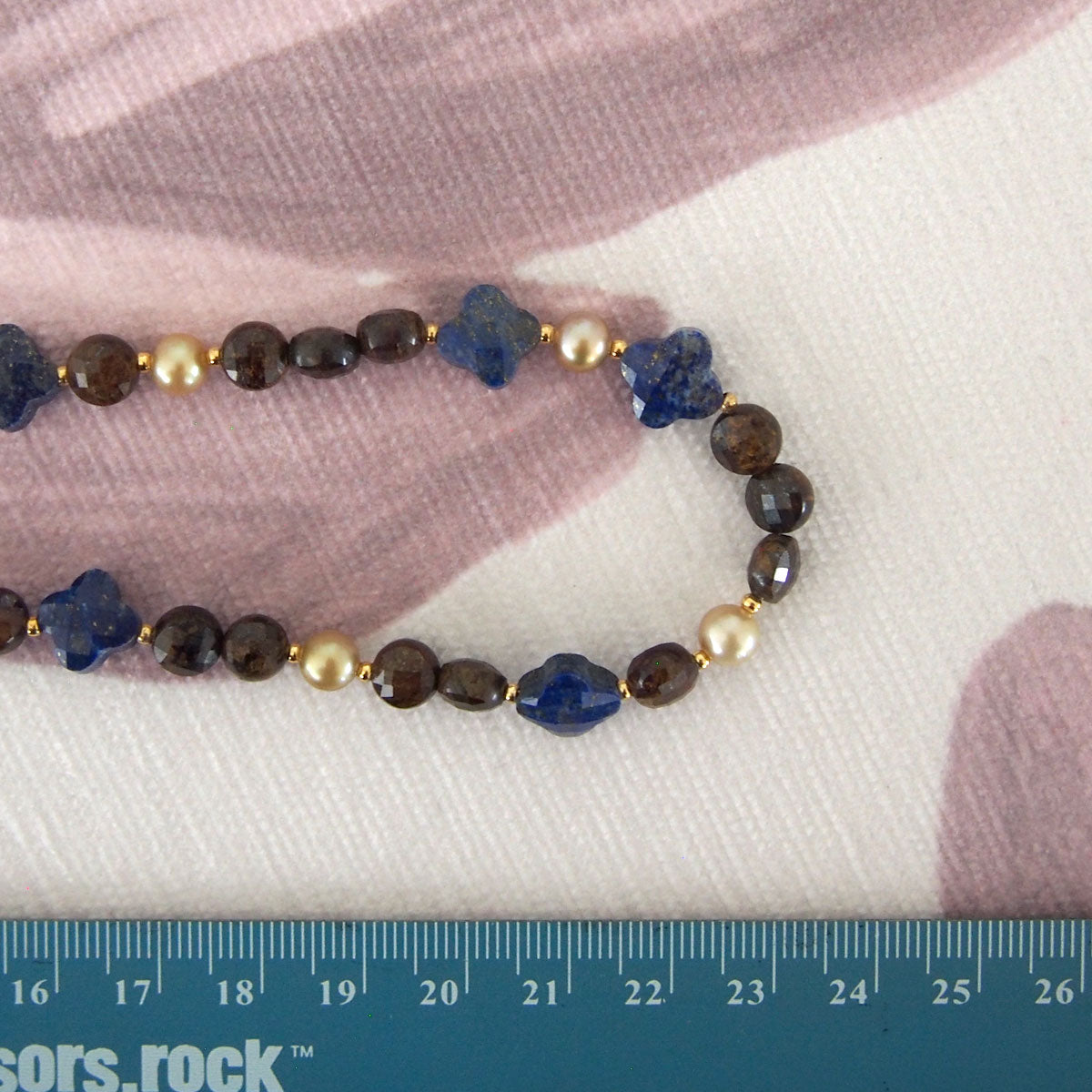 Lapis Lazuli, Bronzite, Pearls Necklace- Night Sky