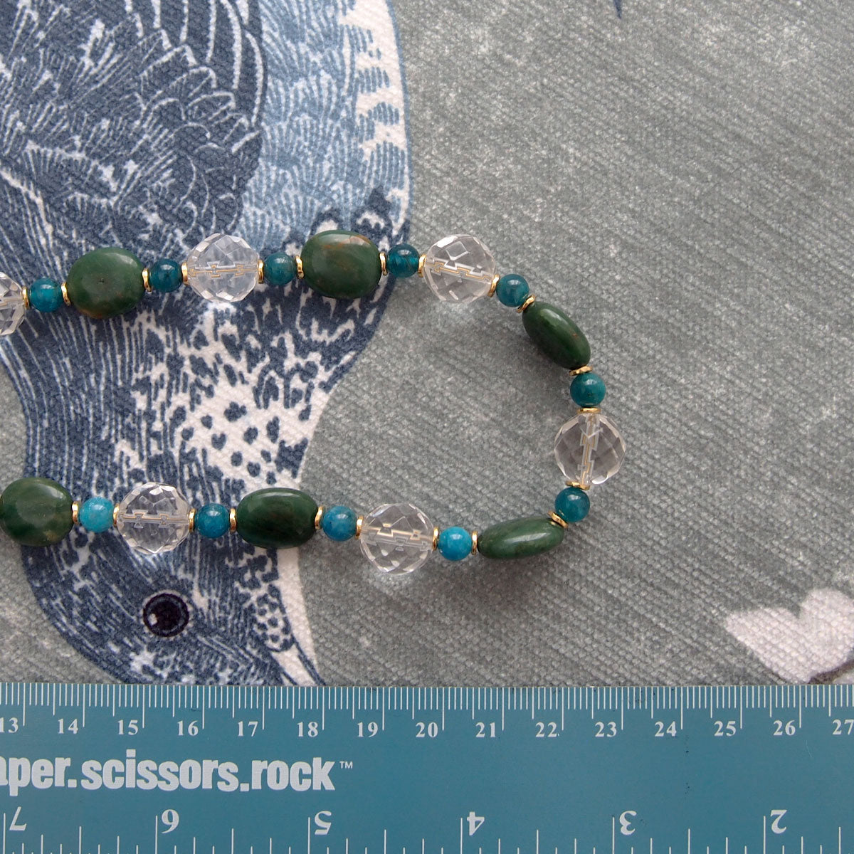Rock crystal, Jade(oval), Apatite Necklace-Blue Spring