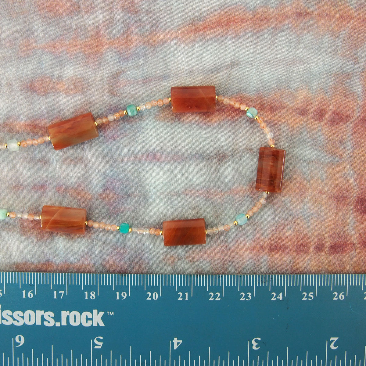 Quartz Rutilated, Amazonite, Sunstone Necklace- Late Autumn