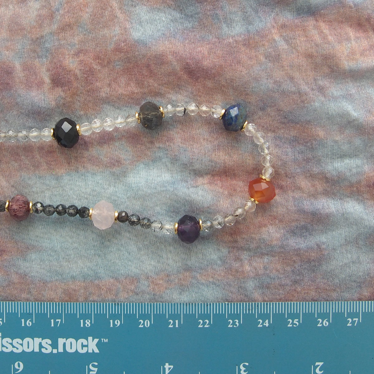 Agate, Amethyst, Lapis Lazuli, Quartz Rutilated, Rose Quartz, Strawberry Quartz Necklace- Abundance