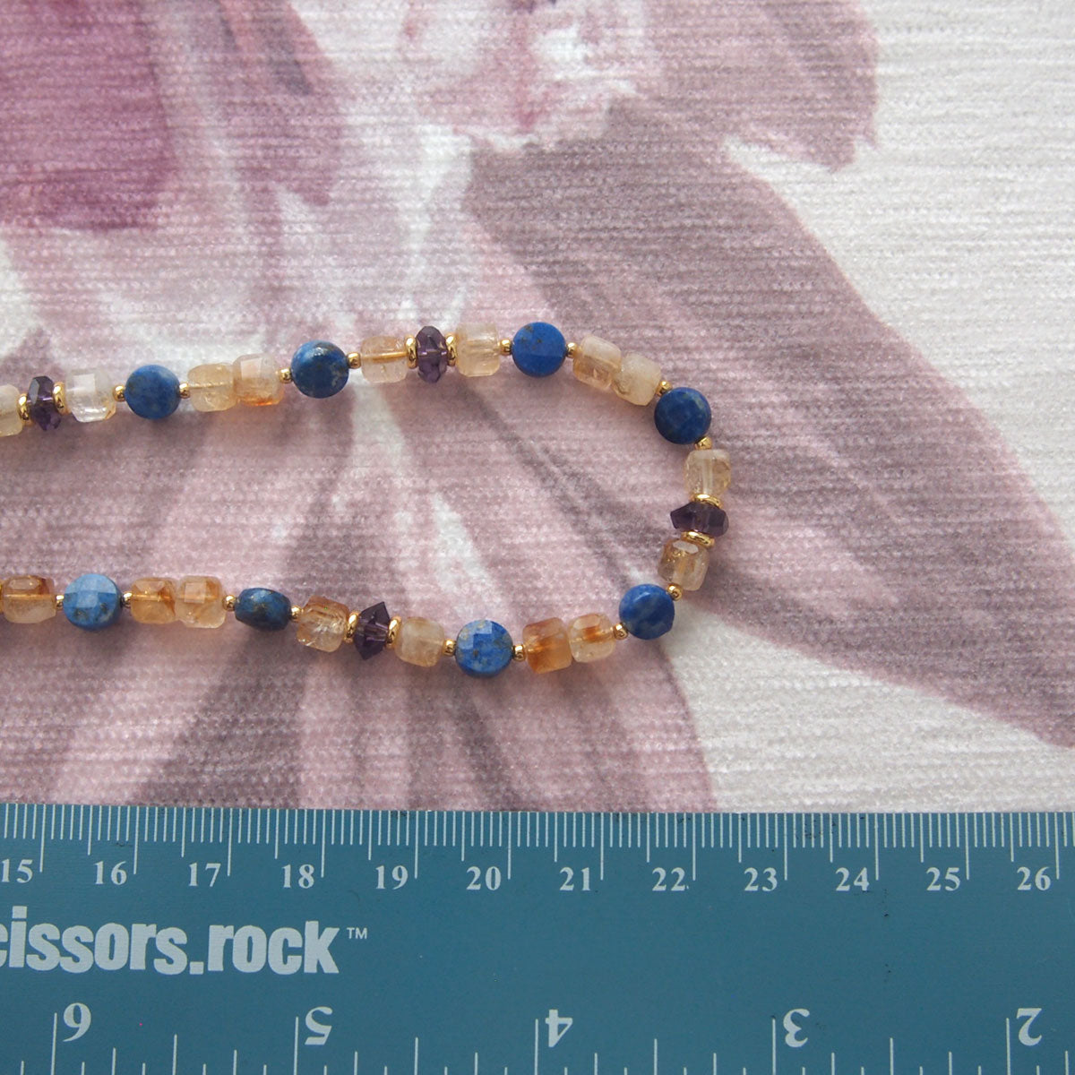 Amethyst, Lapis lazuli, Citrine Necklace-Starry Night