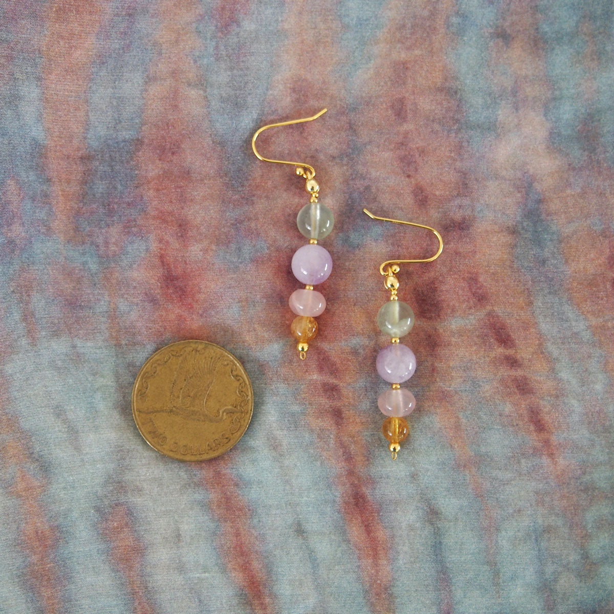 Amethyst, Prehnite, Rose Quartz, Citrine Earrings- Wish