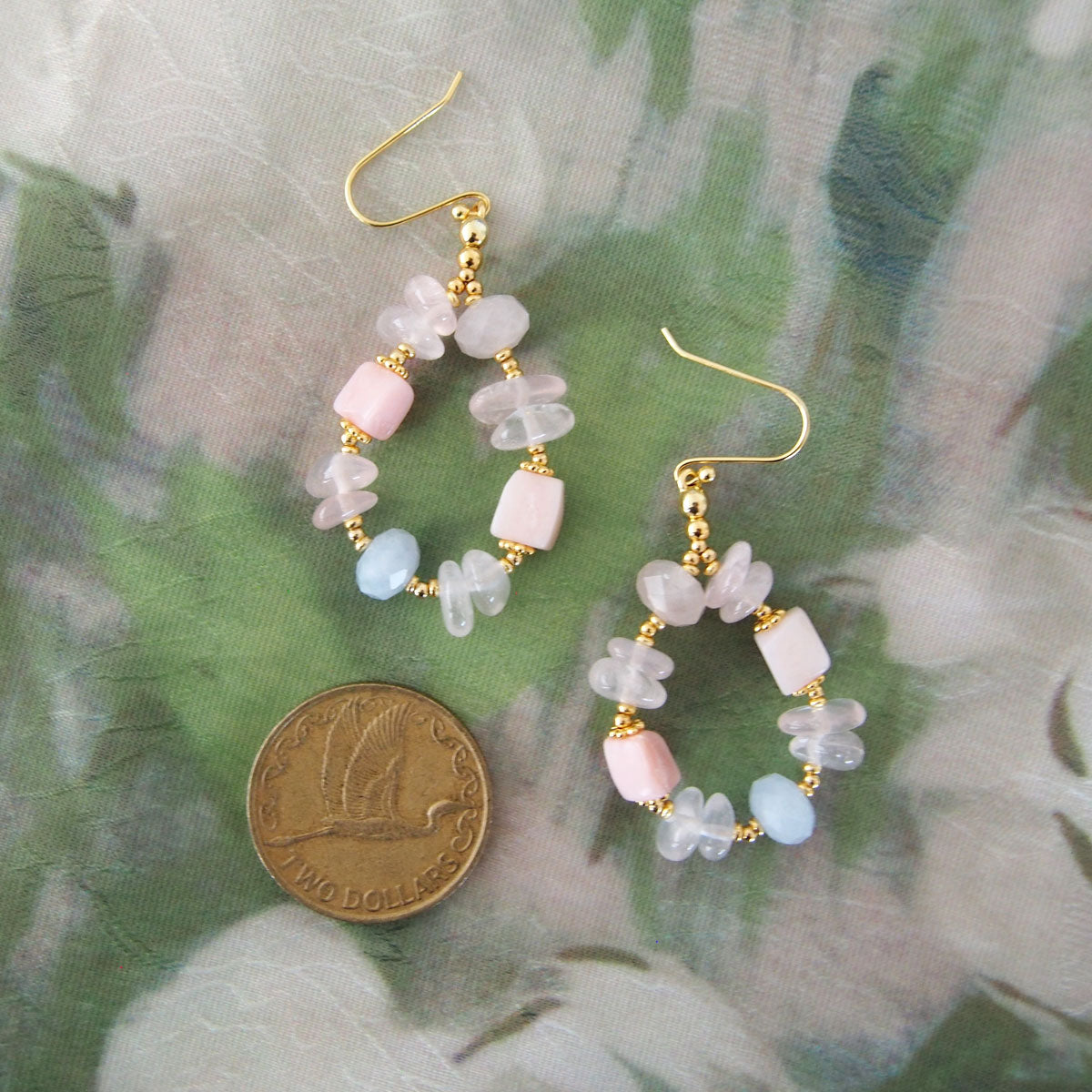 Rose Quartz, Common Opal(pink), Beryl Earring- Awaiting