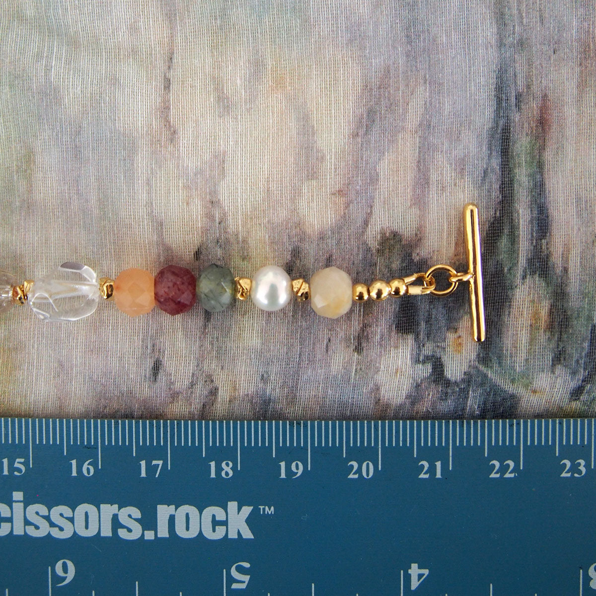 Agate, Pearls, Quartz Rutilated, Rock Crystal, Strawberry Quartz Bracelet- Vigour