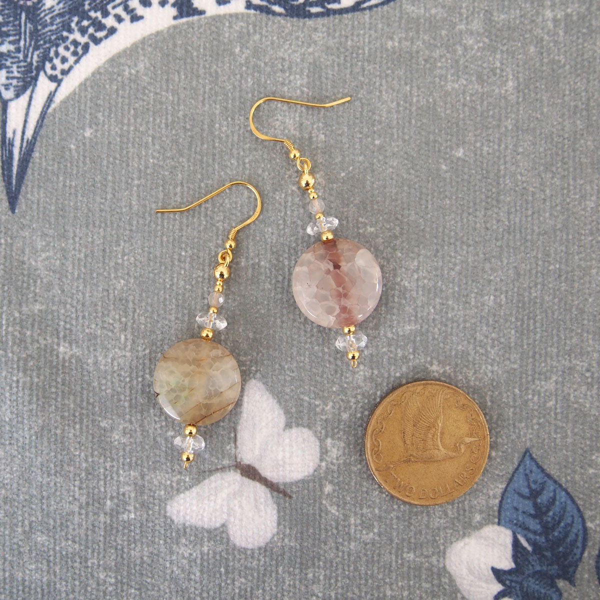 Agate, Rock Crystal Earrings-Light and shade