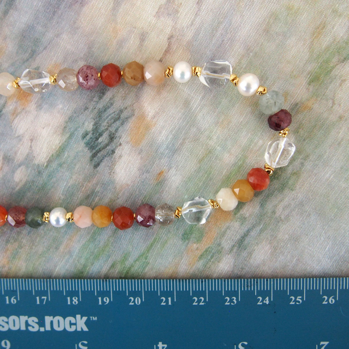 Agate, Pearls, Quartz Rutilated, Rock Crystal, Strawberry Quartz Necklace- Vigour