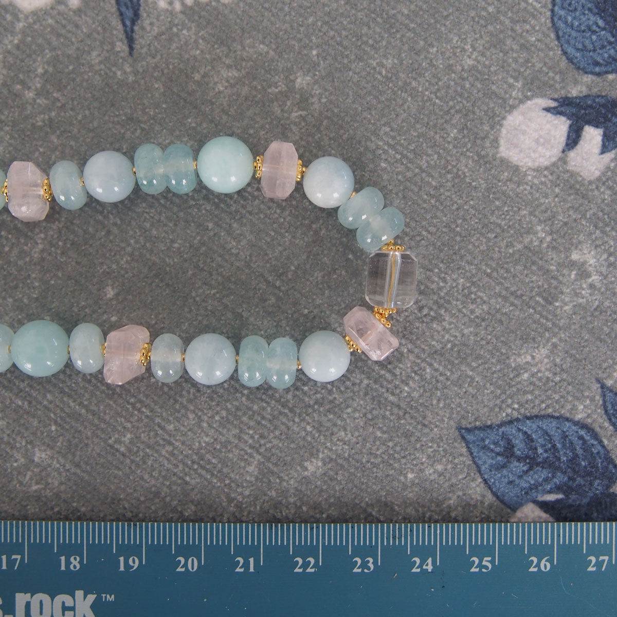Rose Quartz, Rock Crystal, Amazonite, Beryl, Chalcedony Necklace- Romance