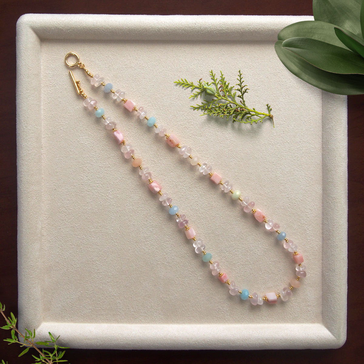 Rose Quartz, Common Opal(pink), Beryl Necklace- Awaiting