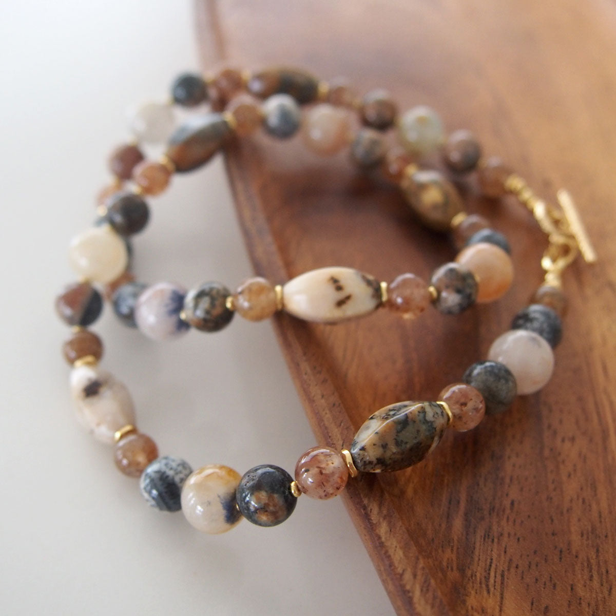 Common Opal, Inclusion Quartz(Dumortierite included), Strawberry Quartz Necklace- Equanimity