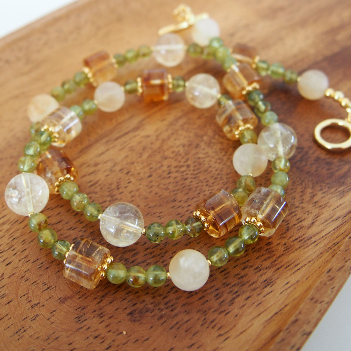 Citrine, Garnet(Green) Necklace-Vitality
