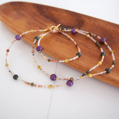 Phosphosiderite, Alxa Agate, Unakite, Tiger’s eye Necklace- Completeness