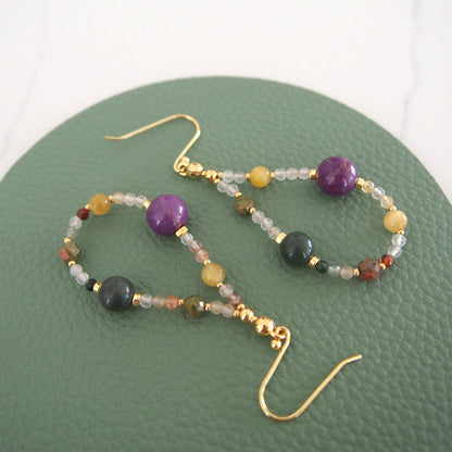 Phosphosiderite, Alxa Agate, Unakite, Tiger’s eye Earrings- Completeness