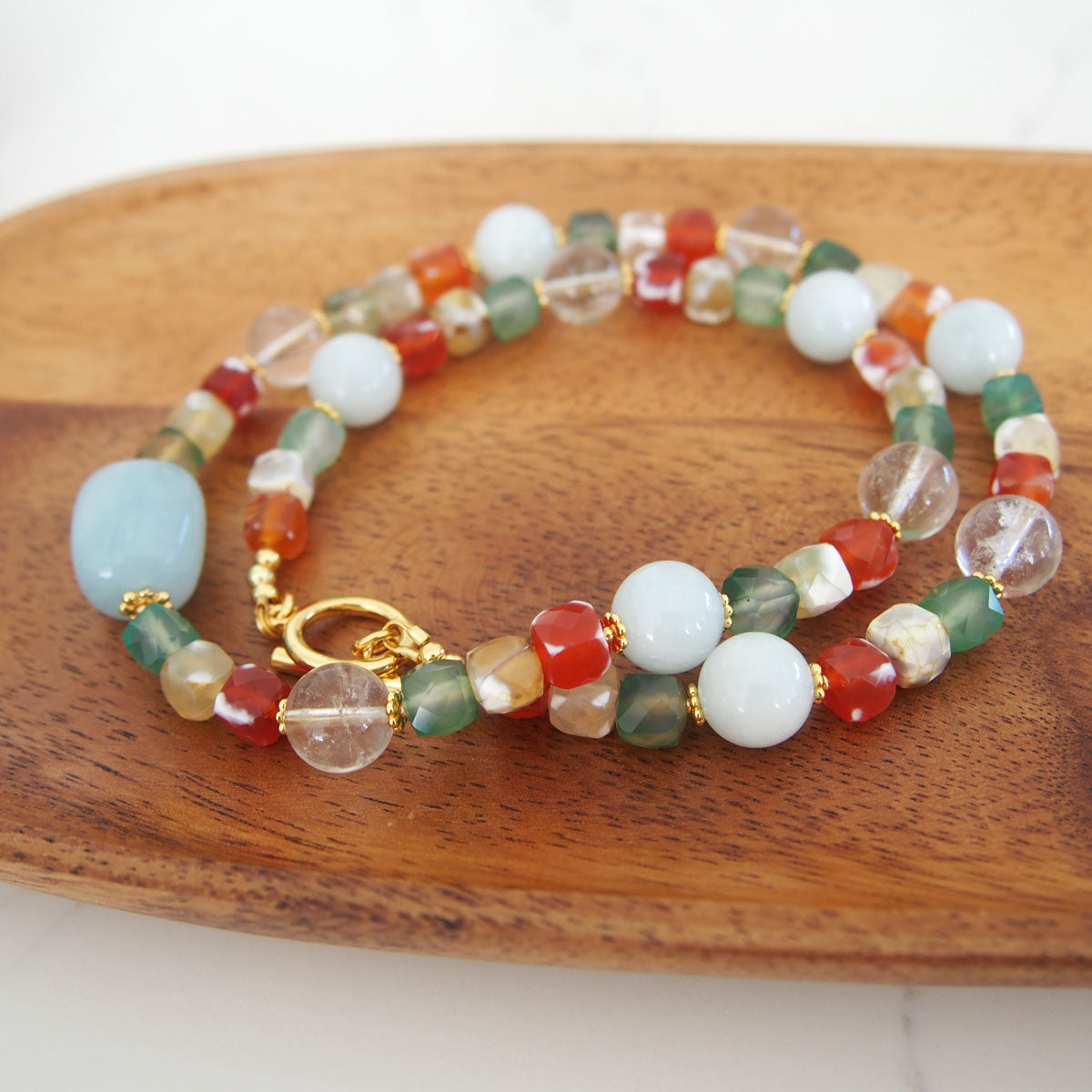 Beryl,  Rock crystal,  Agate Necklace- The Young at Heart