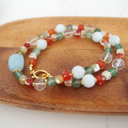 Beryl,  Rock crystal,  Agate Necklace- The Young at Heart