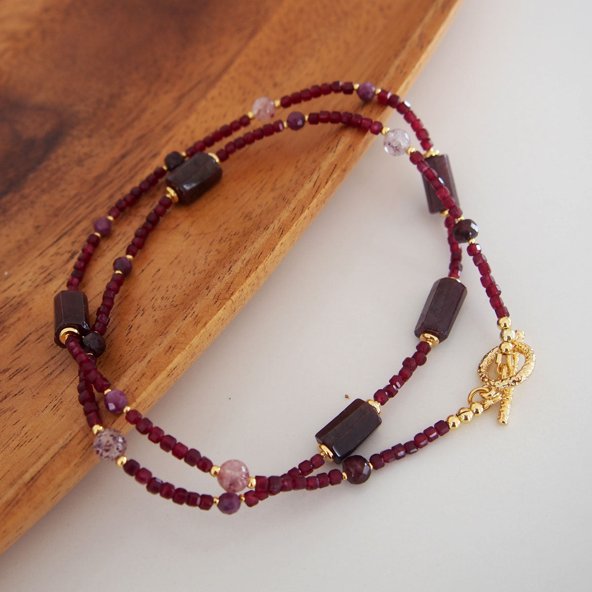 Garnet, Strawberry Quartz, Ruby(Opaque), Red Corundum(Synthetic) Necklace- Love