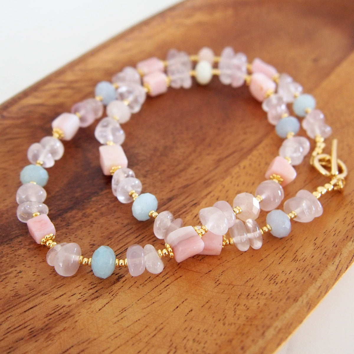 Rose Quartz, Common Opal(pink), Beryl Necklace- Awaiting