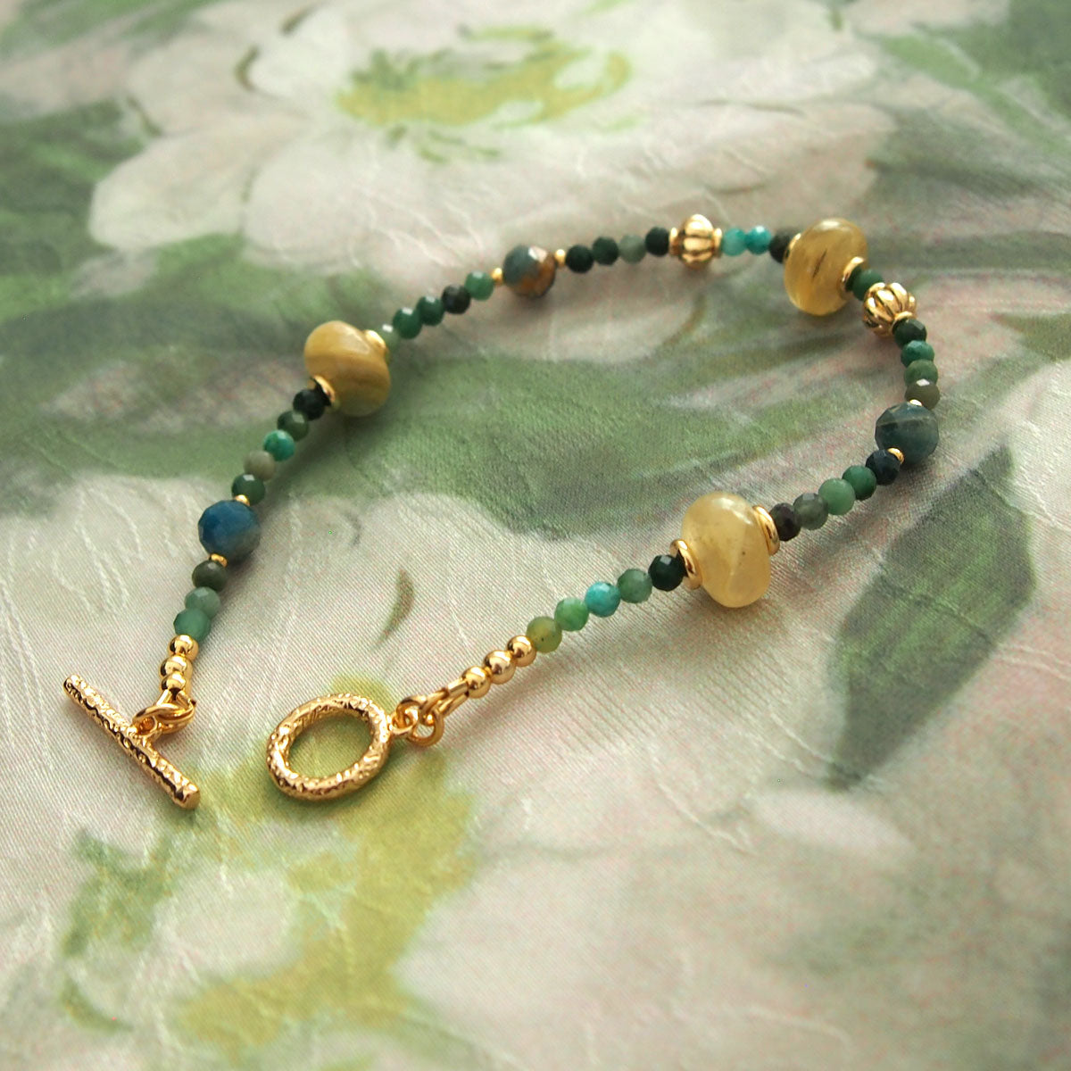 Lepidolite,  Apatite, Transvaal Jade Bracelet- Vitality