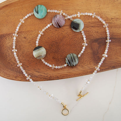 Agate, Rock Crystal Necklace-Light and shade