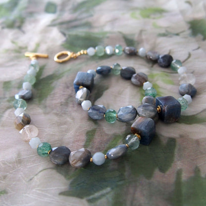Kyanite, Aventurine, Beryl Necklace- Coastline