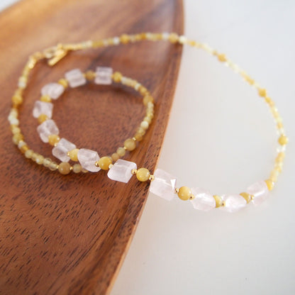 Rose Quartz, Tiger’s eye, Common Opal Necklace-Energy