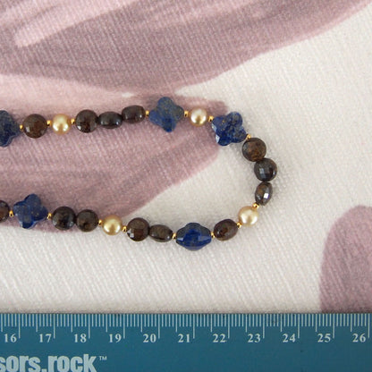 Lapis Lazuli, Bronzite, Pearls Necklace- Night Sky