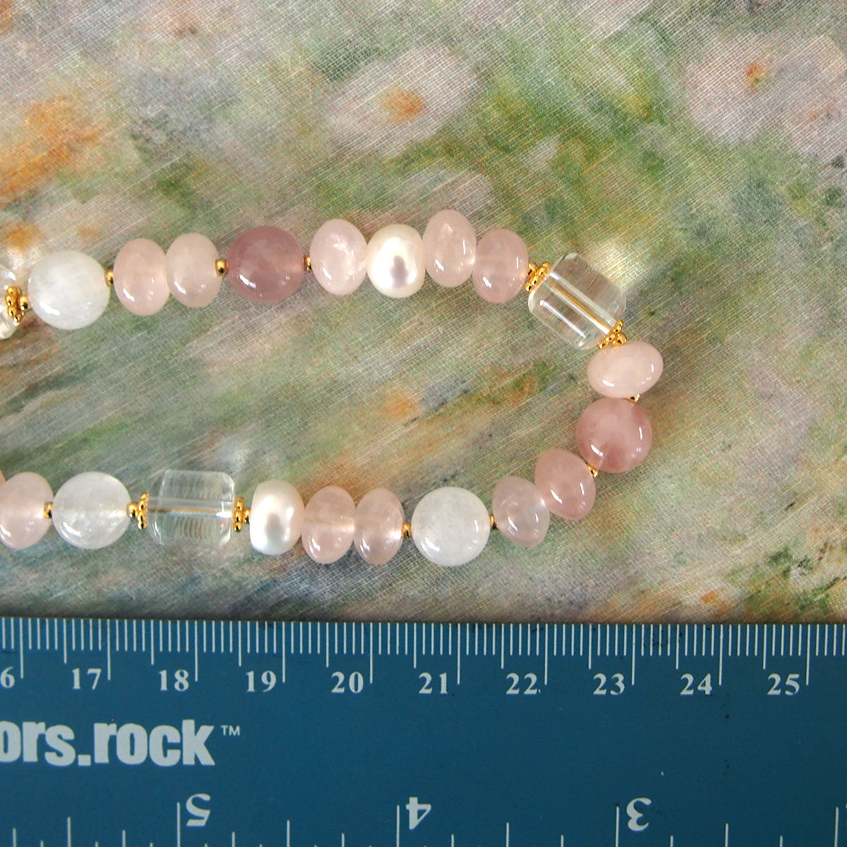 Rock Crystal, Moonstone, Rose Quartz, Pearls Necklace- Romance