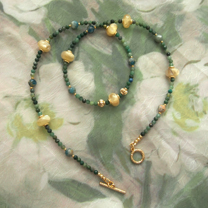 Lepidolite,  Apatite, Transvaal Jade Necklace- Vitality