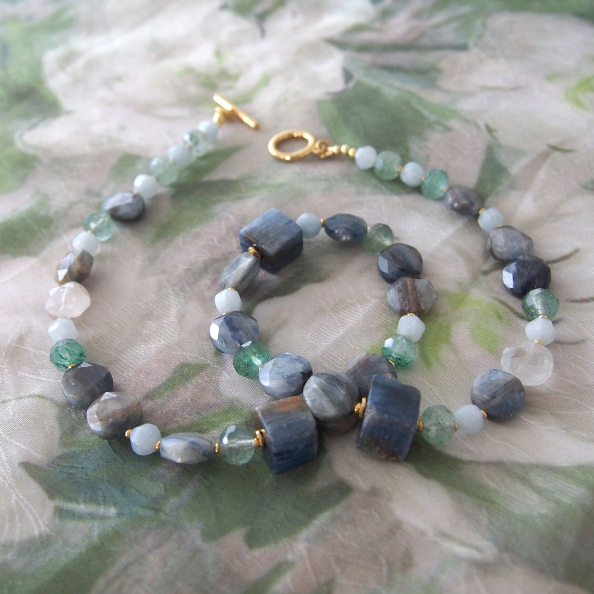 Kyanite, Aventurine, Beryl Necklace- Coastline