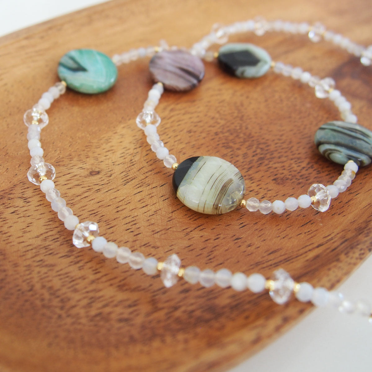 Agate, Rock Crystal Necklace-Light and shade