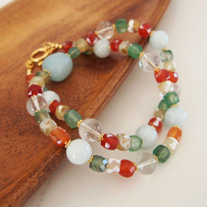 Beryl,  Rock crystal,  Agate Necklace- The Young at Heart