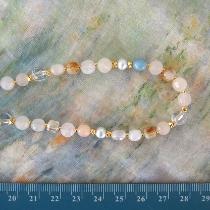 Rock Crystal, Beryl, Citrine, Pearls Necklace- Hope