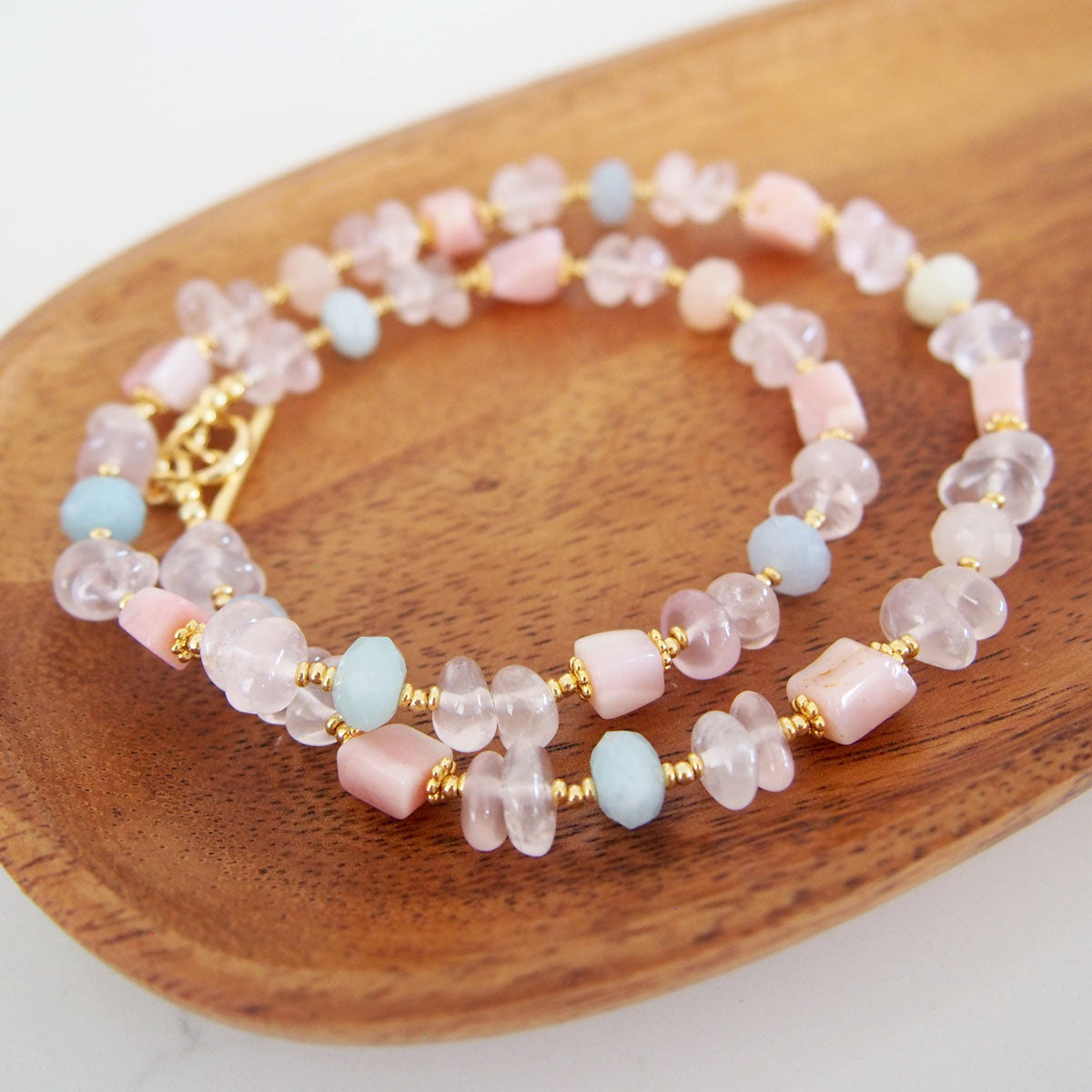 Rose Quartz, Common Opal(pink), Beryl Necklace- Awaiting