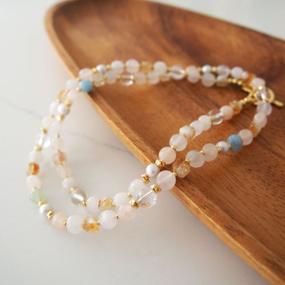 Rock Crystal, Beryl, Citrine, Pearls Necklace- Hope