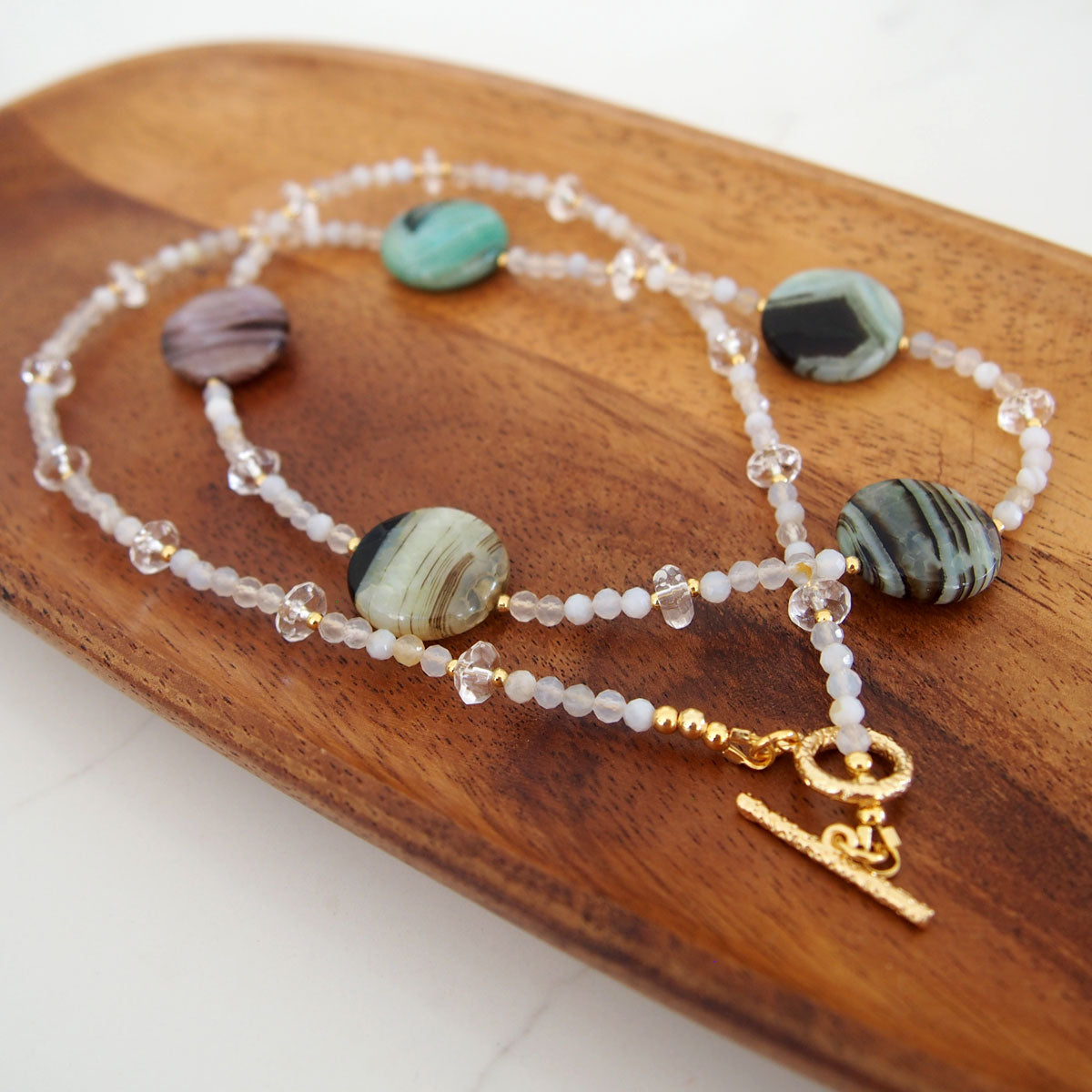 Agate, Rock Crystal Necklace-Light and shade