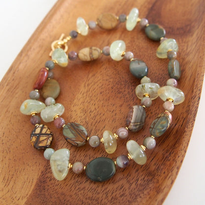 Prehnite, Picture Stone(oval), Alxa Agate Necklace- Vineyard