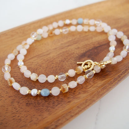 Rock Crystal, Beryl, Citrine, Pearls Necklace- Hope
