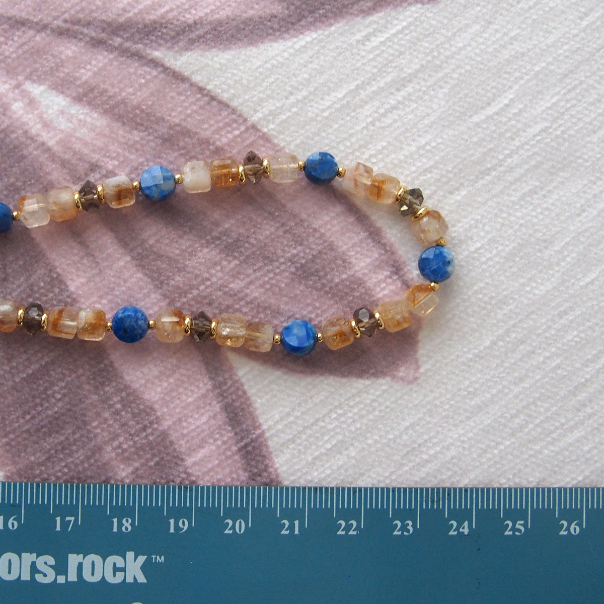 Smoky Quartz  Lapis lazuli  Citrine Necklace-Starry Night