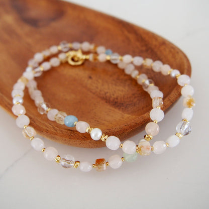 Rock Crystal, Beryl, Citrine, Pearls Necklace- Hope