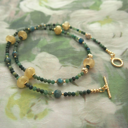 Lepidolite,  Apatite, Transvaal Jade Necklace- Vitality