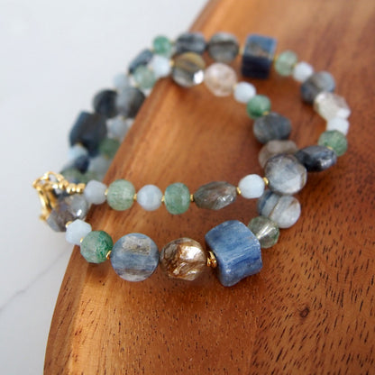 Kyanite, Aventurine, Beryl Necklace- Coastline