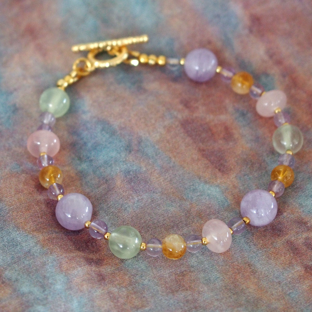 Amethyst, Prehnite, Rose Quartz, Citrine Bracelet- Wish