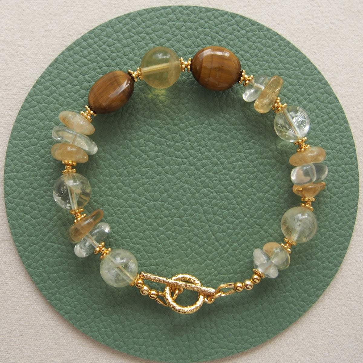 Citrine, Tiger’s eye, Fluorite Bracelet–Among the blooms