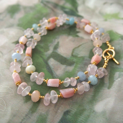 Rose Quartz, Common Opal(pink), Beryl Necklace- Awaiting