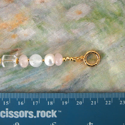 Rock Crystal, Moonstone, Rose Quartz, Pearls Bracelet- Romance