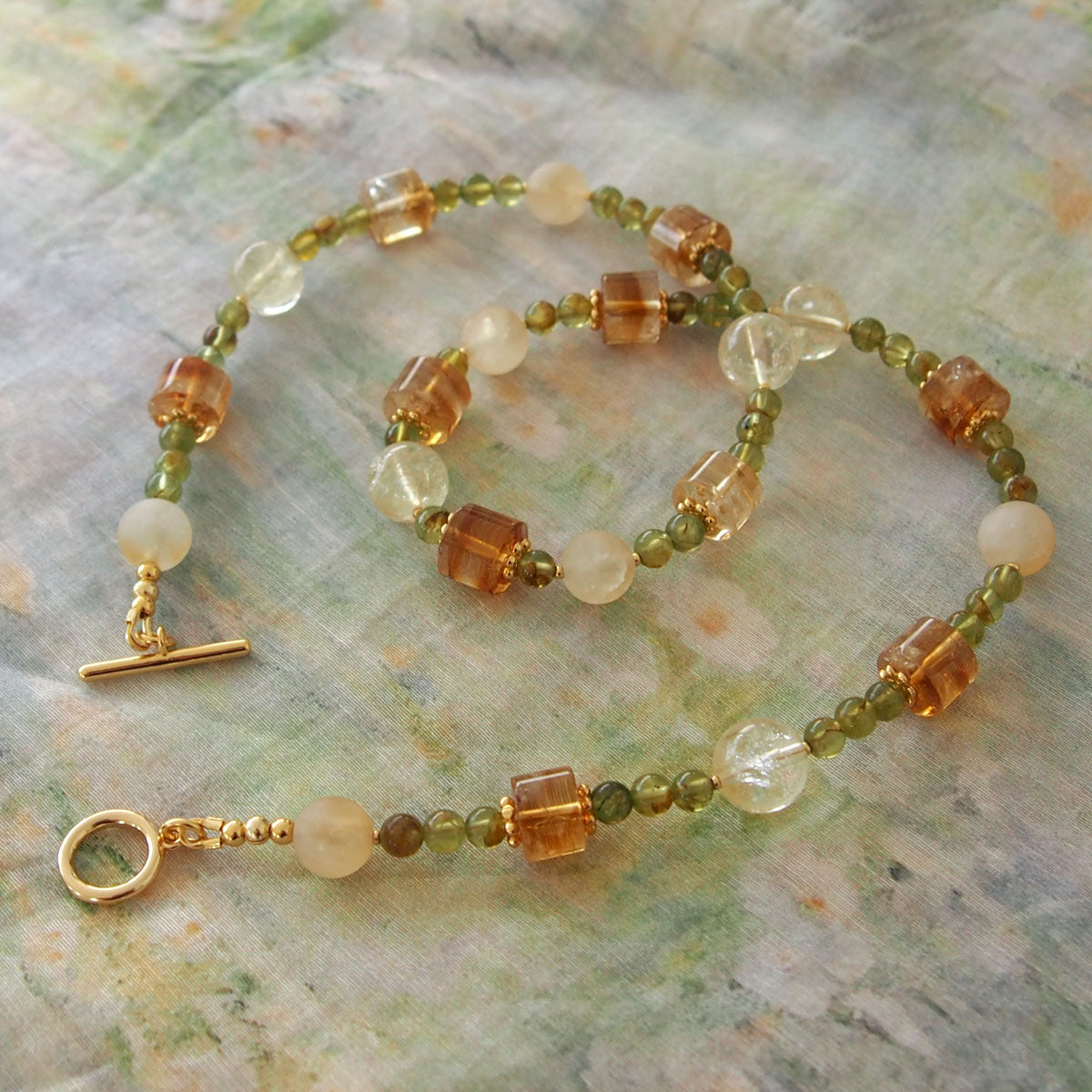Citrine, Garnet(Green) Necklace-Vitality