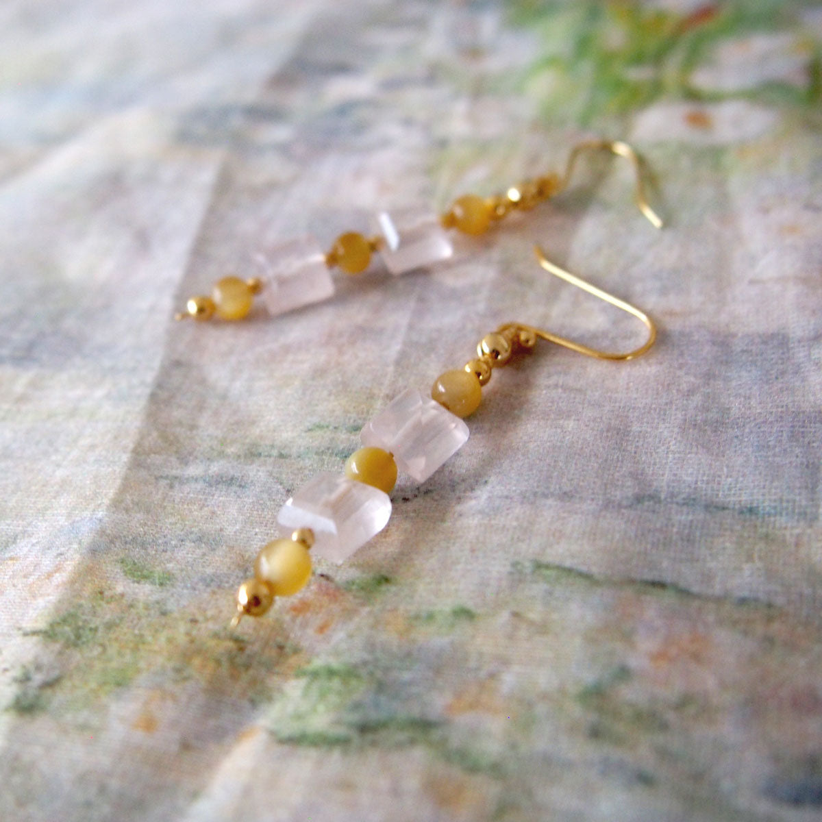 Rose Quartz, Tiger’s eye Earrings- Energy