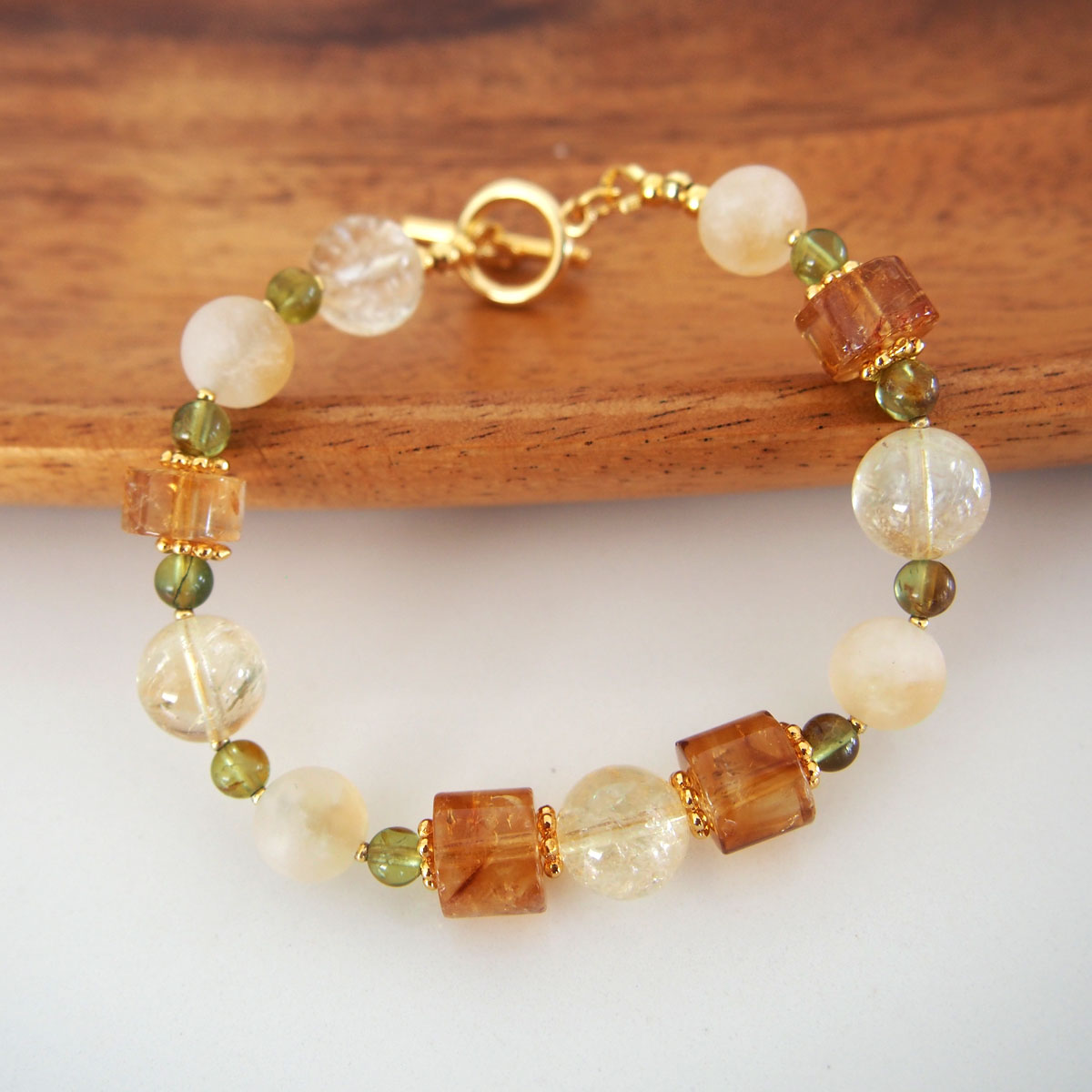 Citrine, Garnet(Green) Bracelet-Vitality