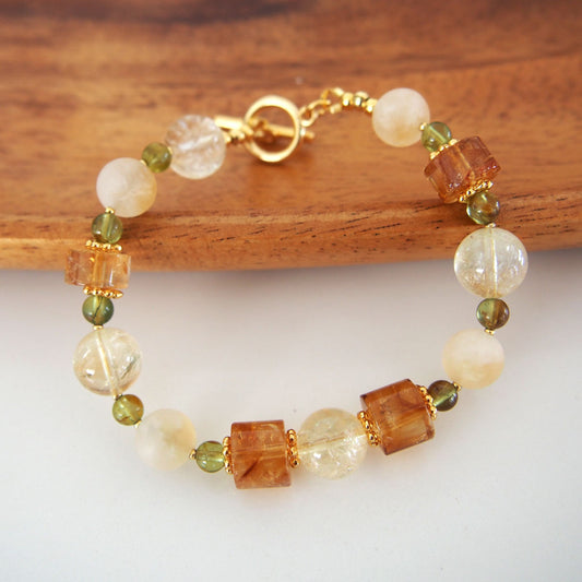 Citrine, Garnet(Green) Bracelet-Vitality