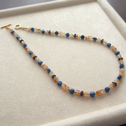 Amethyst, Lapis lazuli,  Citrine Necklace-Starry Night